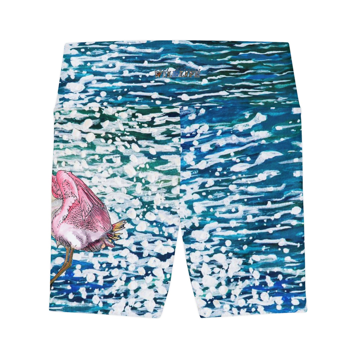Roseate Spoonbill Blue Sparkling Waters Women's Workout Shorts