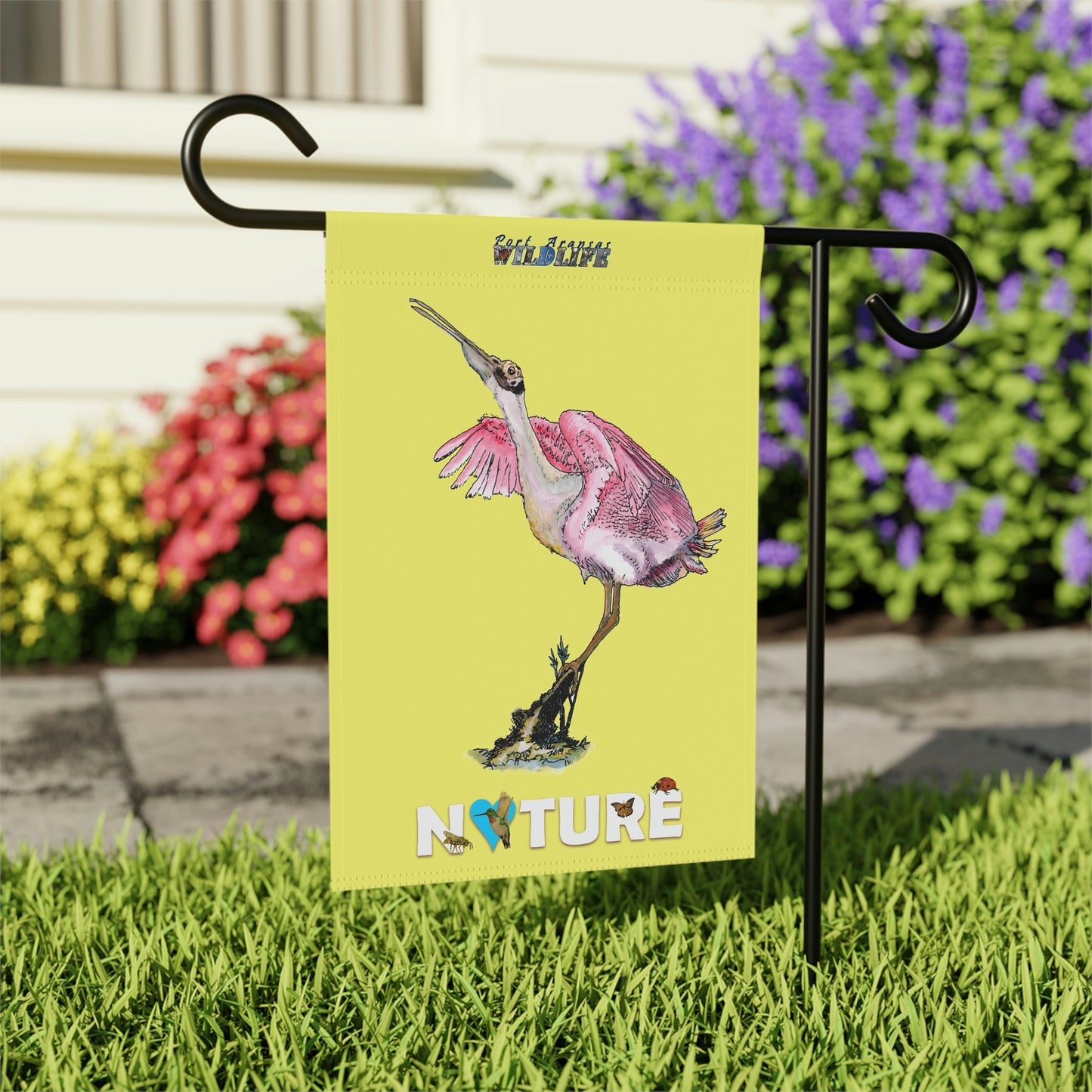 Rosie the Roseate Spoonbill Yellow Garden & House Banner