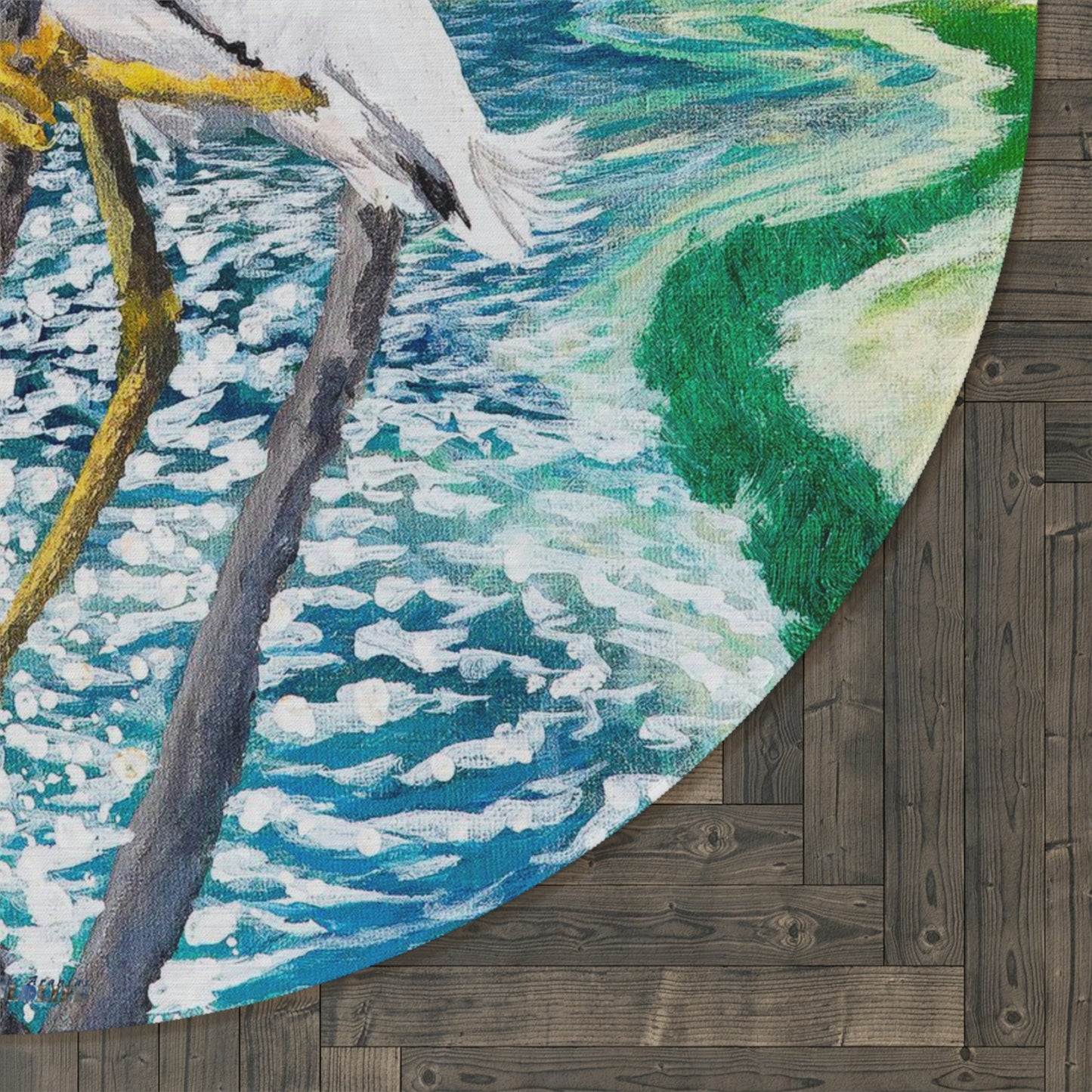 Shorebird in the Sun Round Area Rug