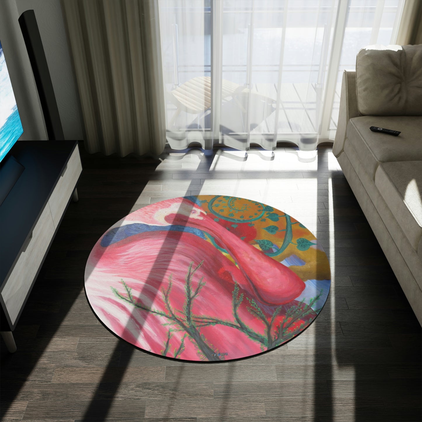 Roseate Spoonbill Art Round Area Rug