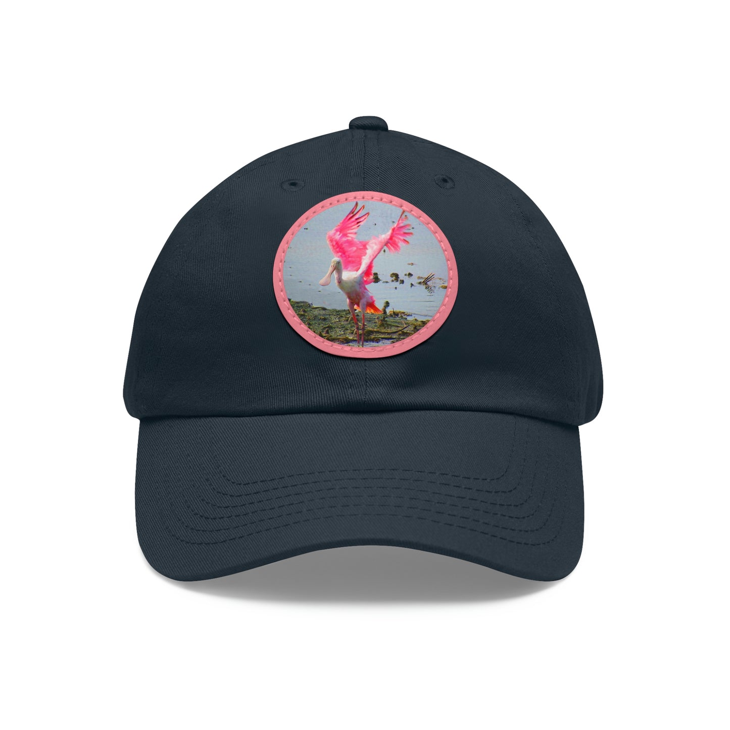 Roseate Spoonbill Pink Bird Hat with Leather Patch (Round)