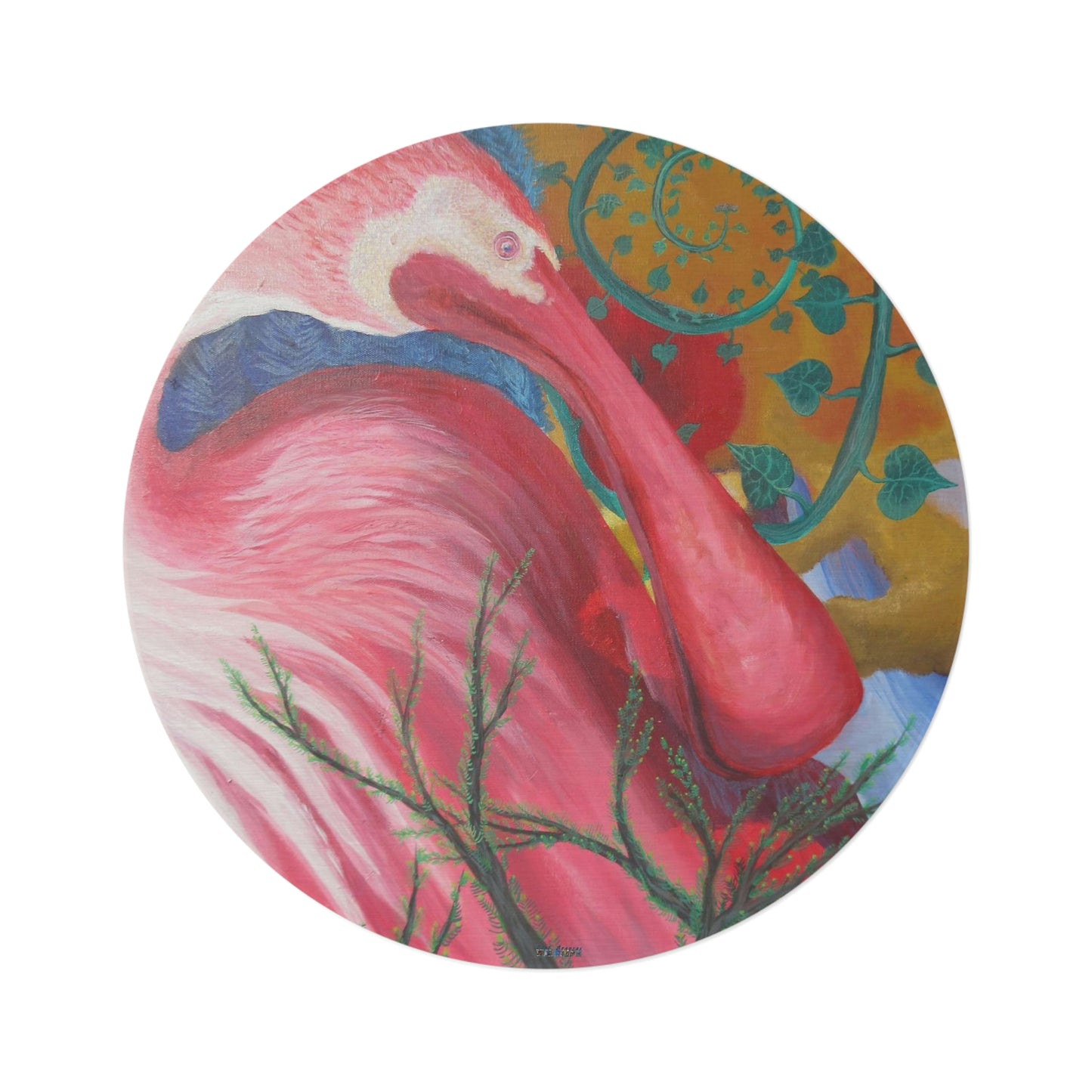 Roseate Spoonbill Art Round Area Rug