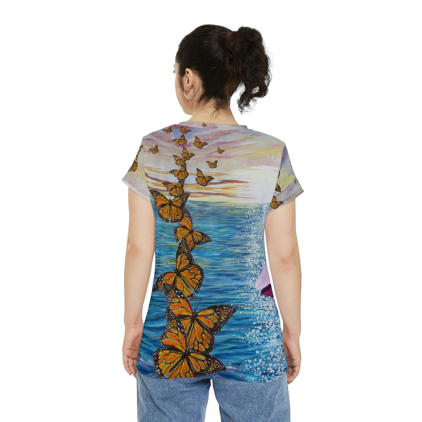 Monarchs Migrating over Port Aransas Women's Short Sleeve Shirt