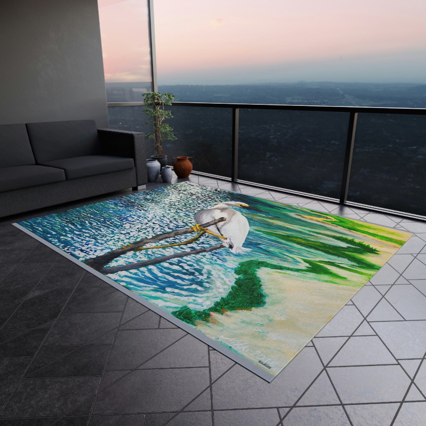 Shorebird in the Sun Outdoor Rug