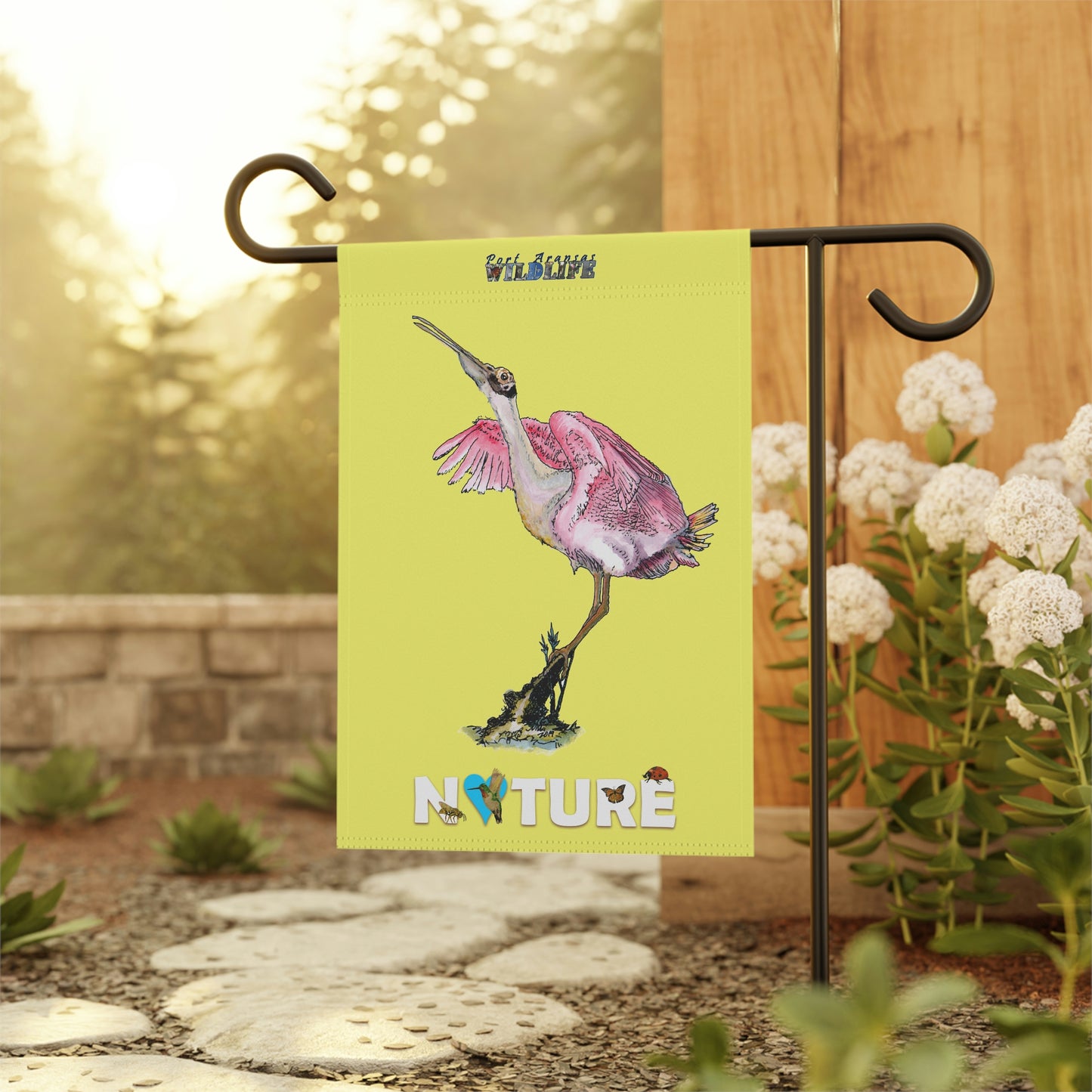 Rosie the Roseate Spoonbill Yellow Garden & House Banner