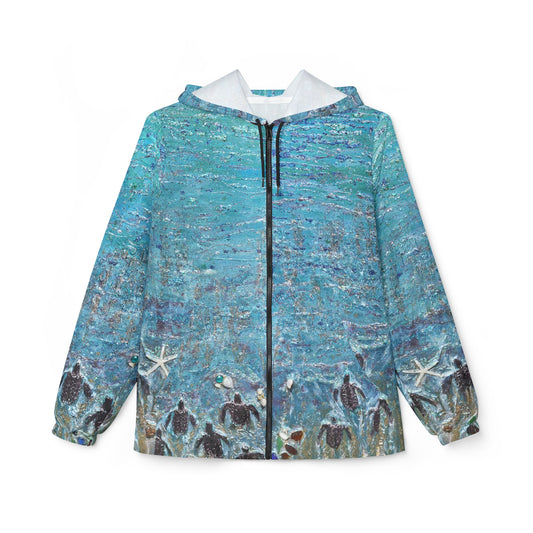Sea Turtle Hatchlings Windbreaker Jacket — Port Aransas Wildlife Beach Design