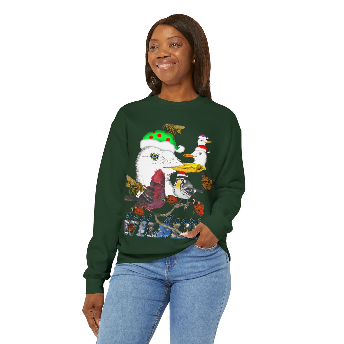 Christmas Ugly Sweatshirt Birds Bugs and Butterflies Seasonal Seller Port Aransas Wildlife: Unisex, Heavy Blend