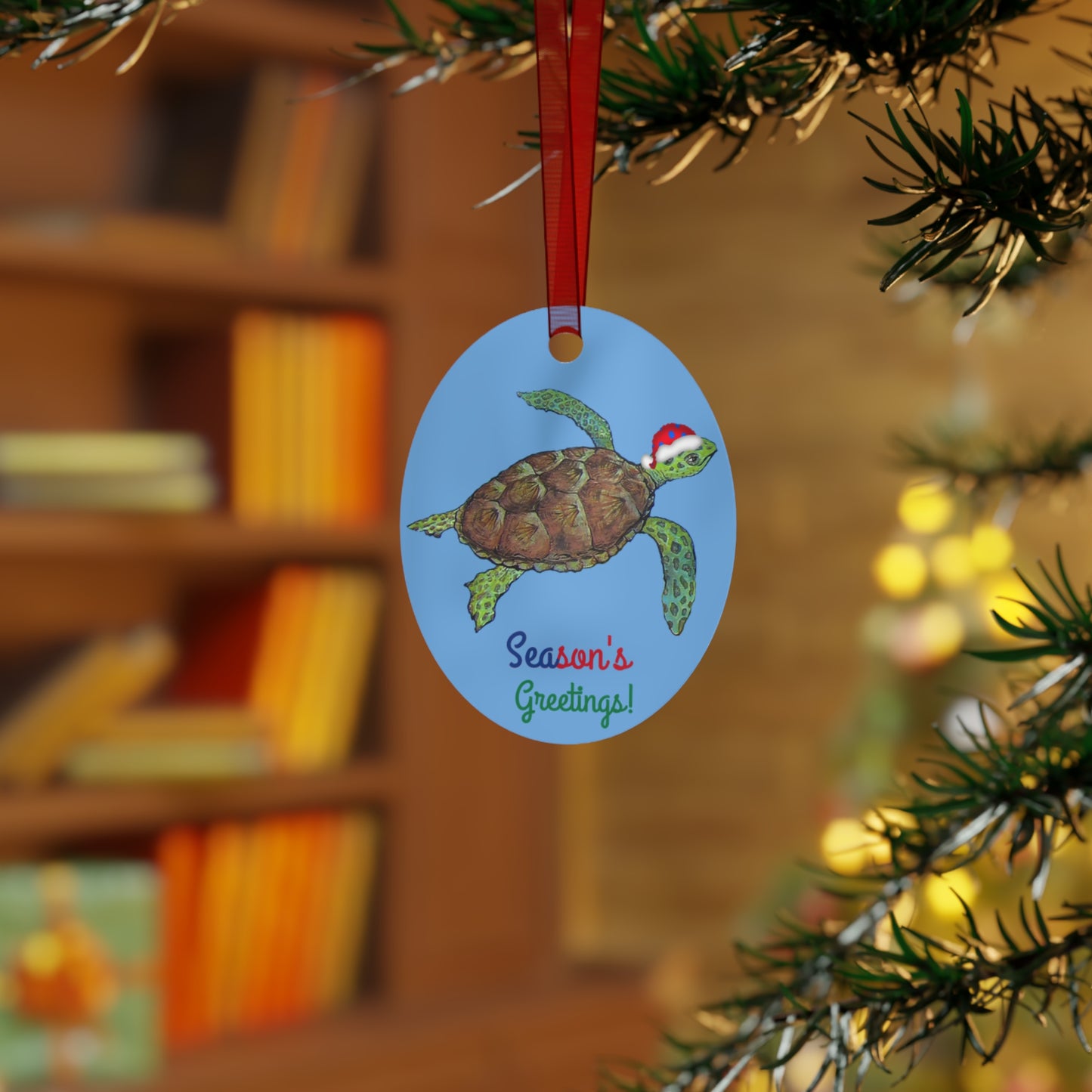 Metal Ornaments - Sea Turtle Sam's Elf Patrol Seasons Greetings