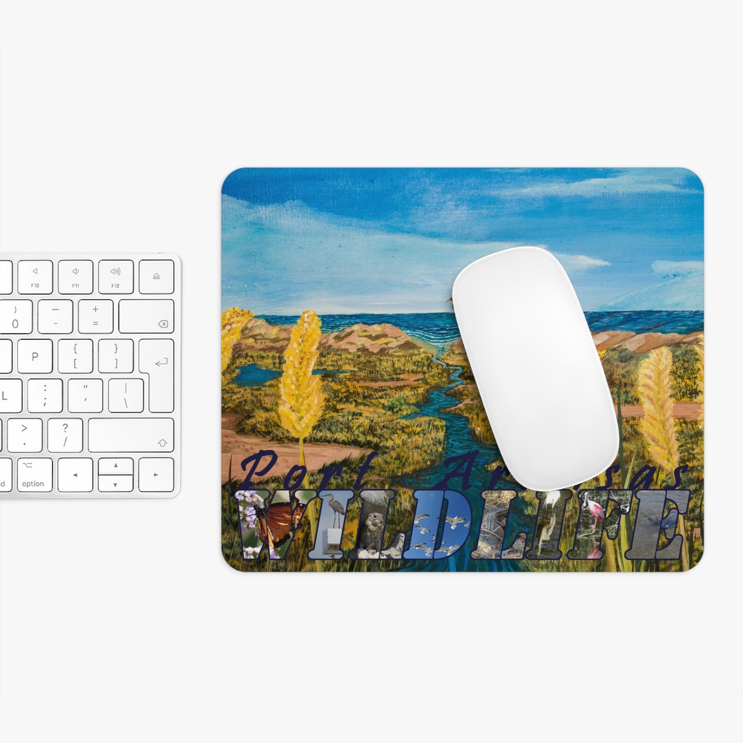 Port Aransas Wildlife Mouse Pad — Scenic Coastal Marsh Desk Mat