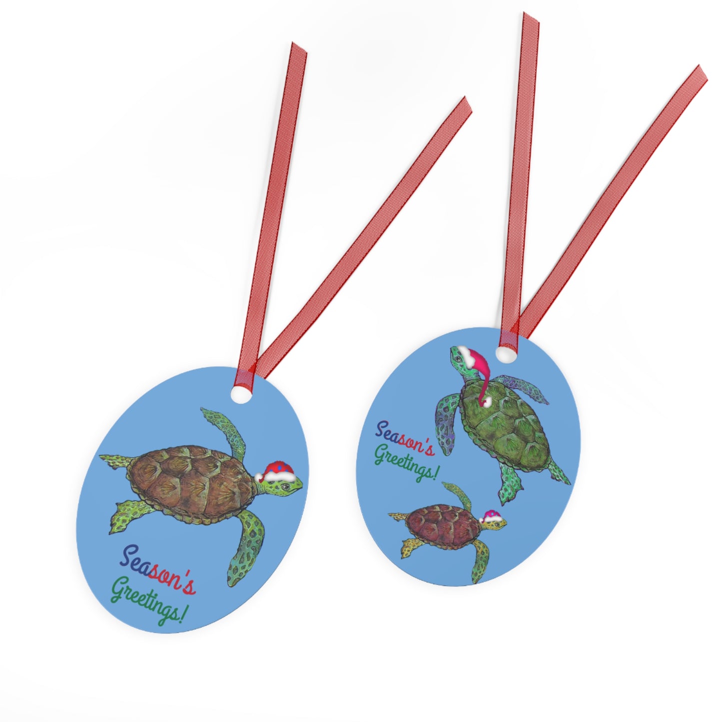 Metal Ornaments - Sea Turtle Sam's Elf Patrol Seasons Greetings