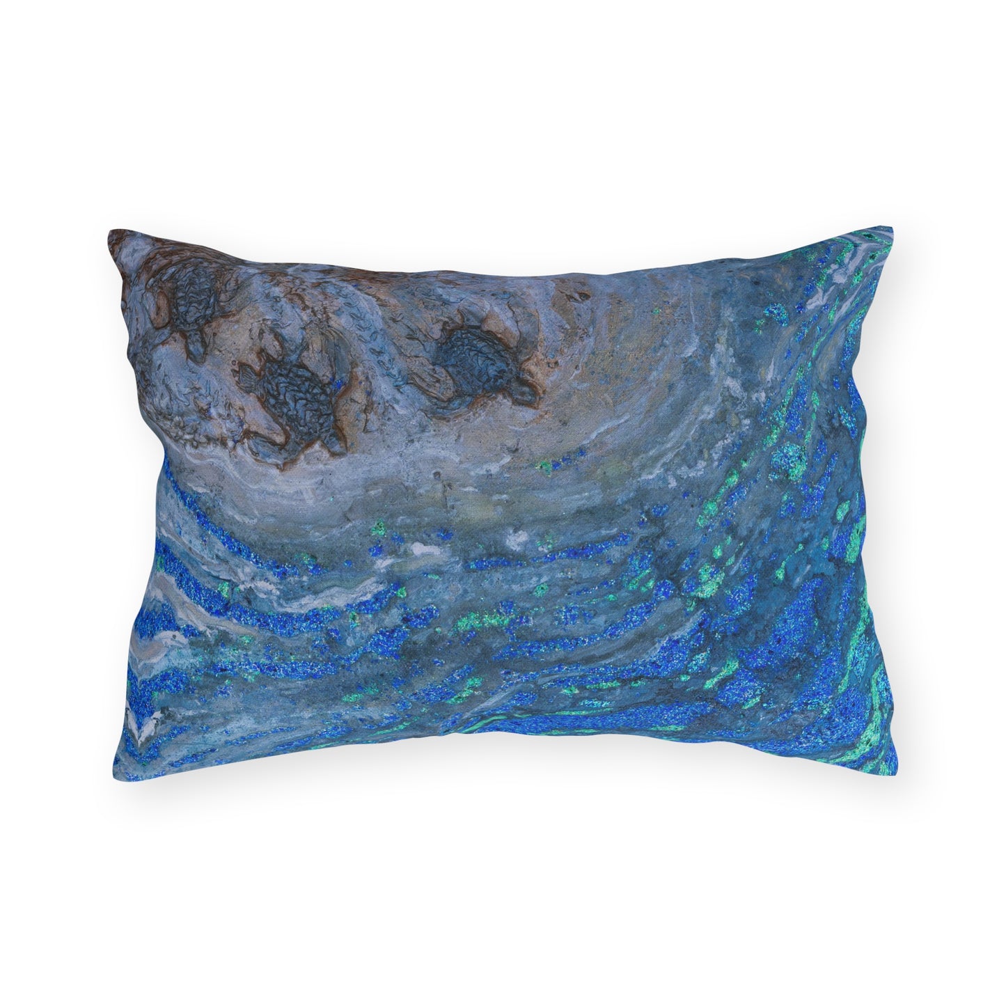 Sounds of the Ocean Children of the Surf Sea Turtle Art Outdoor Pillows