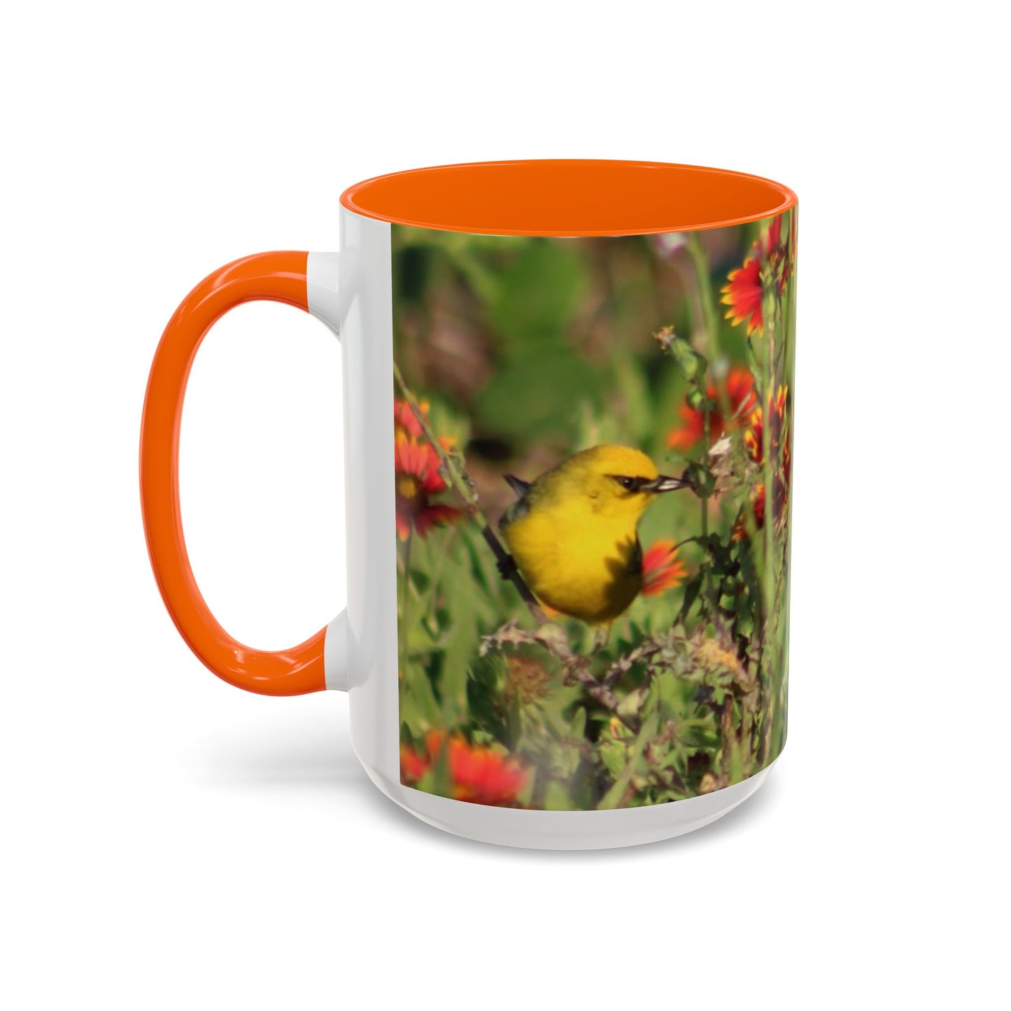 Mug - Blue-winged Warbler Floral Accent Coffee Mug - Gift for Birders and Nature Lovers