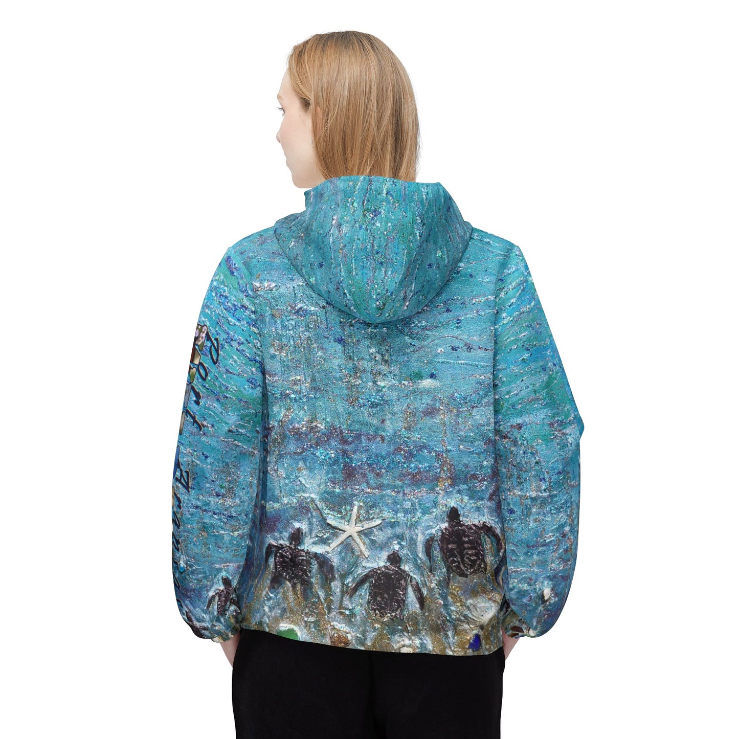 Sea Turtle Hatchlings Windbreaker Jacket — Port Aransas Wildlife Beach Design