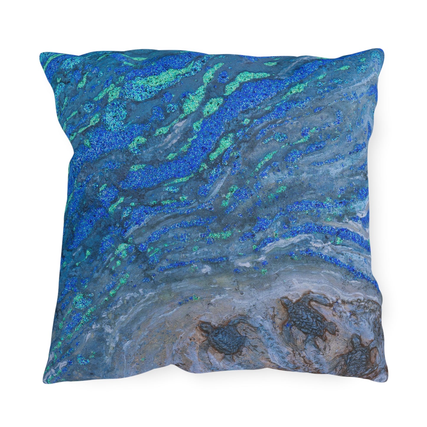 Sounds of the Ocean Children of the Surf Sea Turtle Art Outdoor Pillows