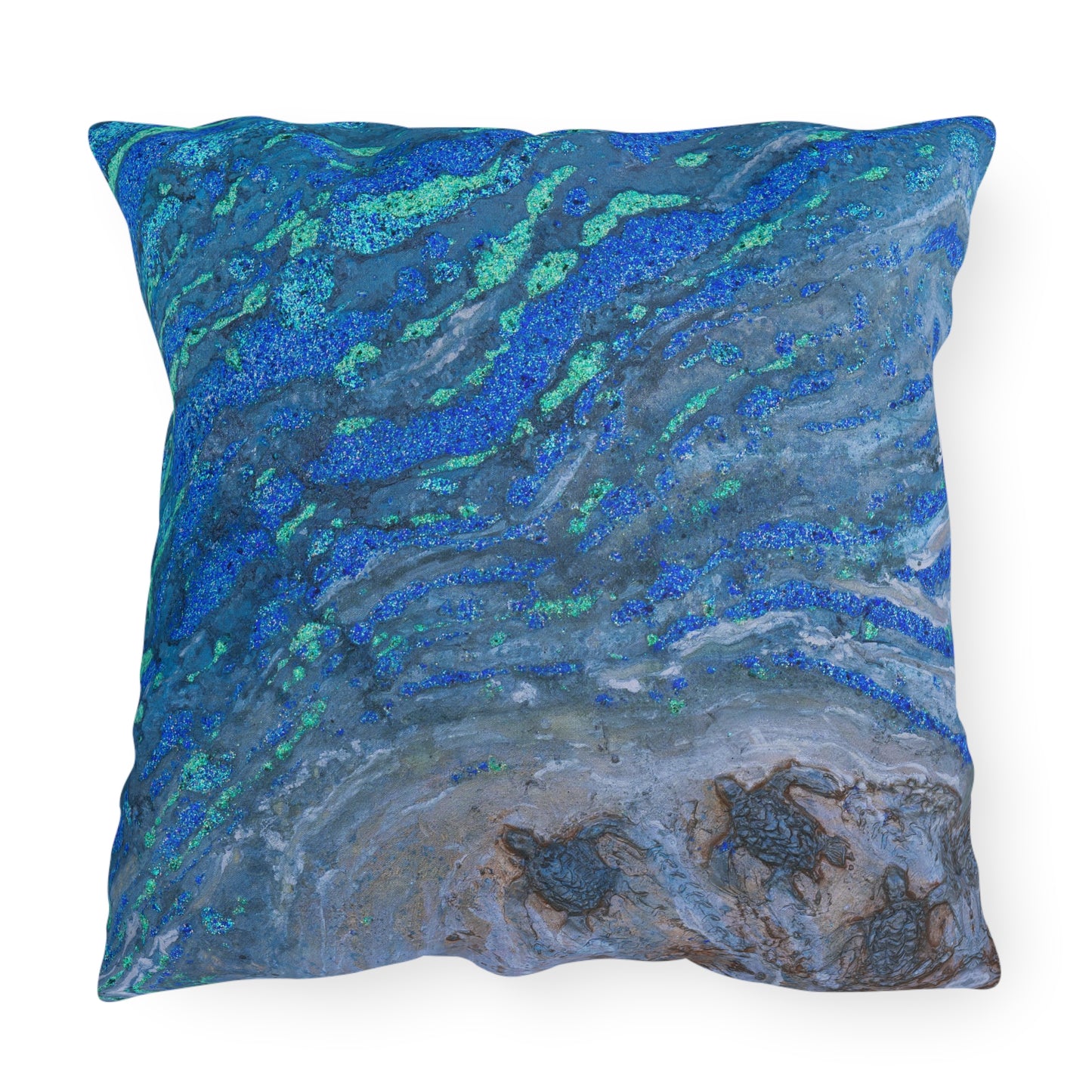 Sounds of the Ocean Children of the Surf Sea Turtle Art Outdoor Pillows