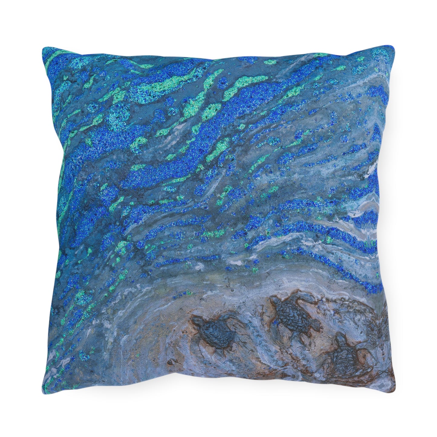 Sounds of the Ocean Children of the Surf Sea Turtle Art Outdoor Pillows