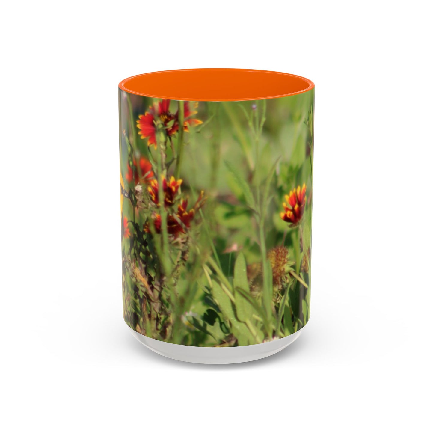 Mug - Blue-winged Warbler Floral Accent Coffee Mug - Gift for Birders and Nature Lovers