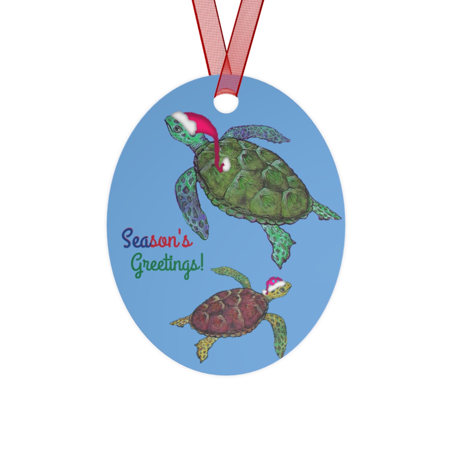 Metal Ornaments - Sea Turtle Sam's Elf Patrol Seasons Greetings