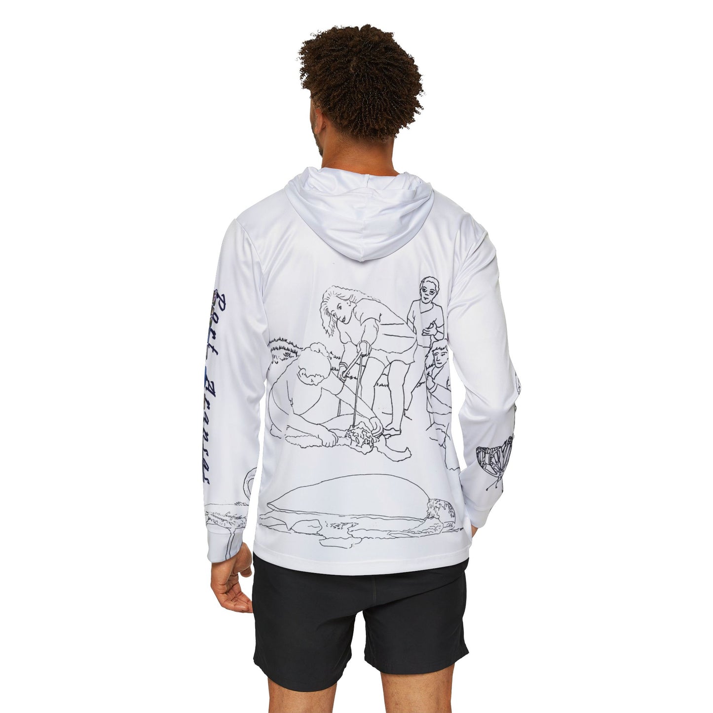 Sea Turtle Rescue Line Art Hoodie — Port Aransas Wildlife