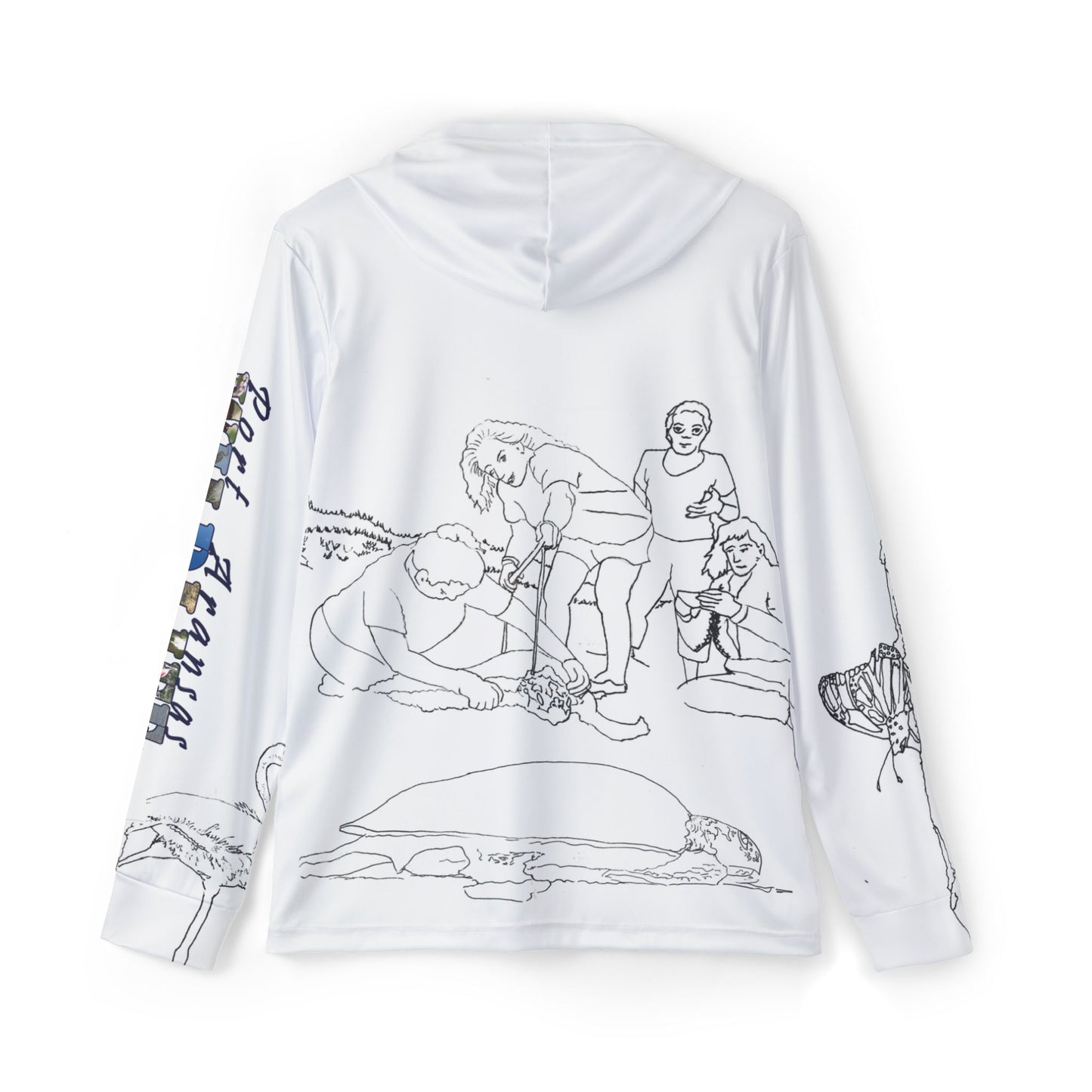 Sea Turtle Rescue Line Art Hoodie — Port Aransas Wildlife