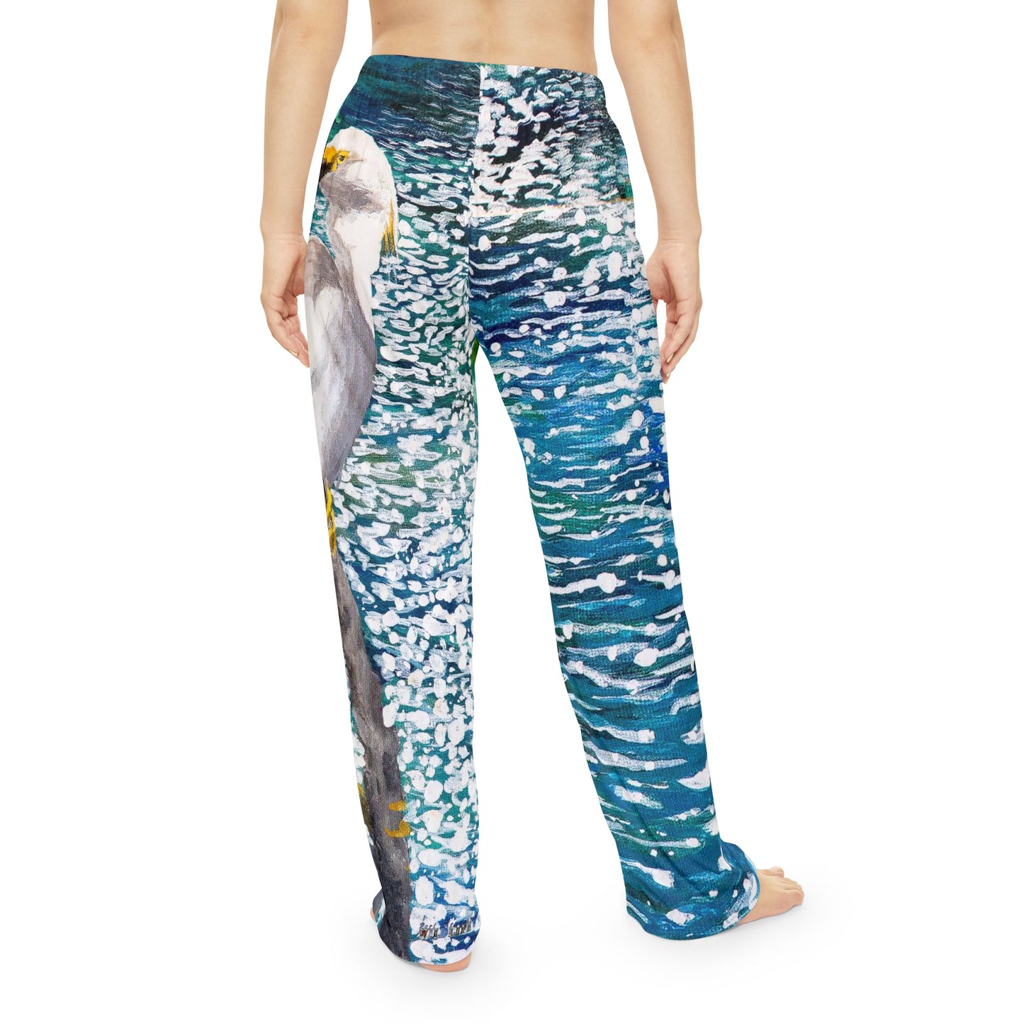 Comfort Pants - Egret Shorebird in the Sun Art Port Aransas Wildlife