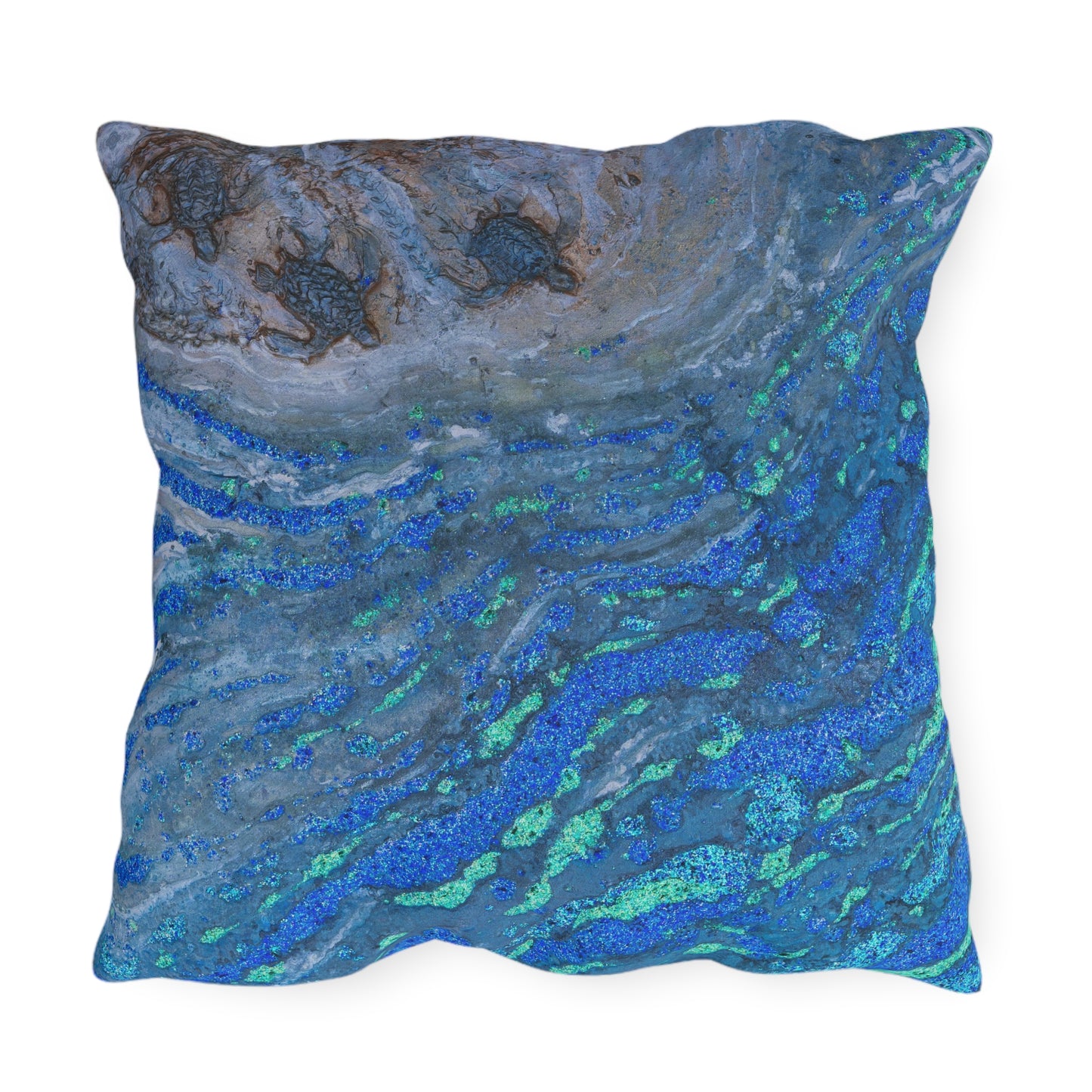 Sounds of the Ocean Children of the Surf Sea Turtle Art Outdoor Pillows