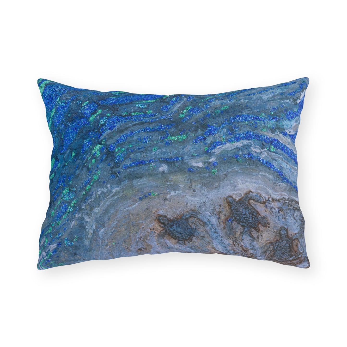 Sounds of the Ocean Children of the Surf Sea Turtle Art Outdoor Pillows