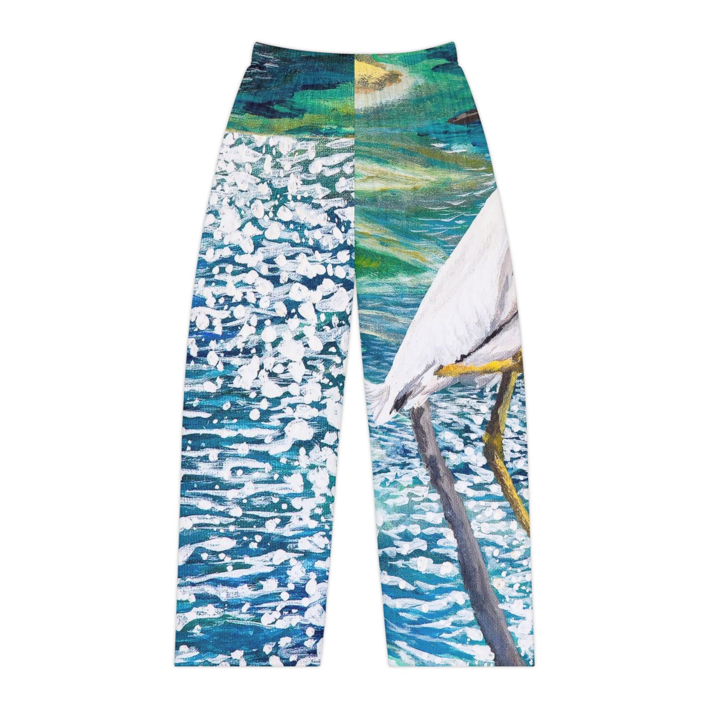 Comfort Pants - Egret Shorebird in the Sun Art Port Aransas Wildlife