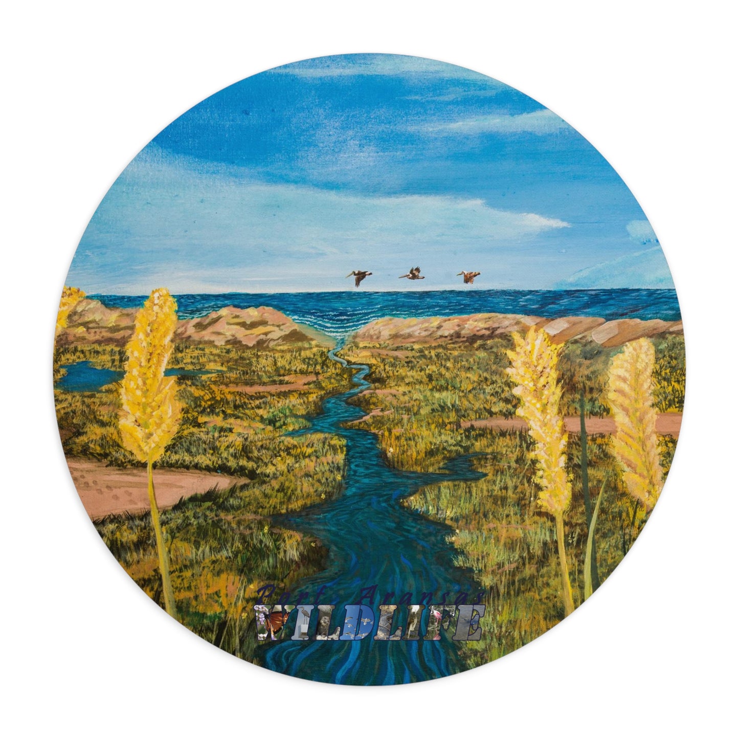 Port Aransas Wildlife Mouse Pad — Scenic Coastal Marsh Desk Mat