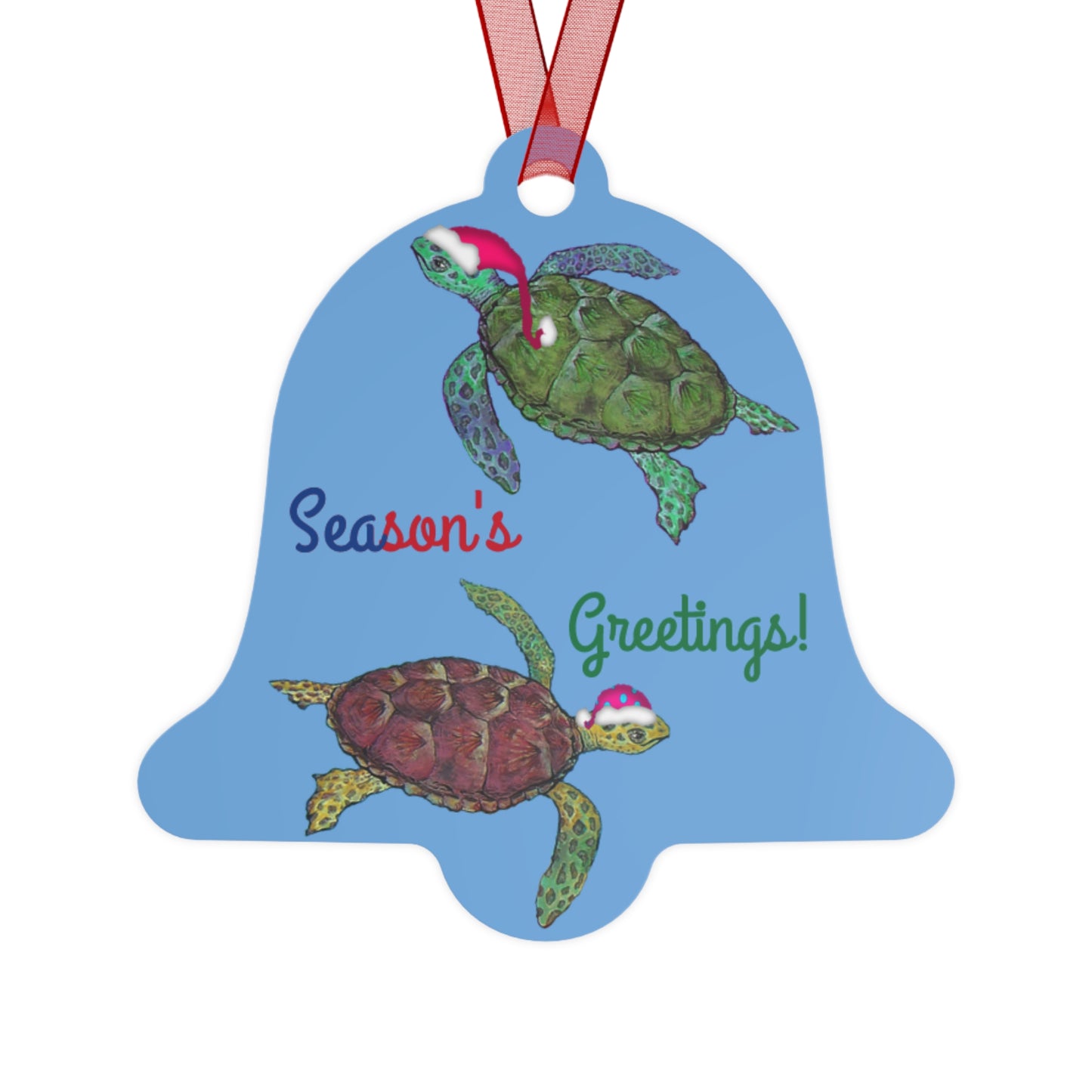 Metal Ornaments - Sea Turtle Sam's Elf Patrol Seasons Greetings