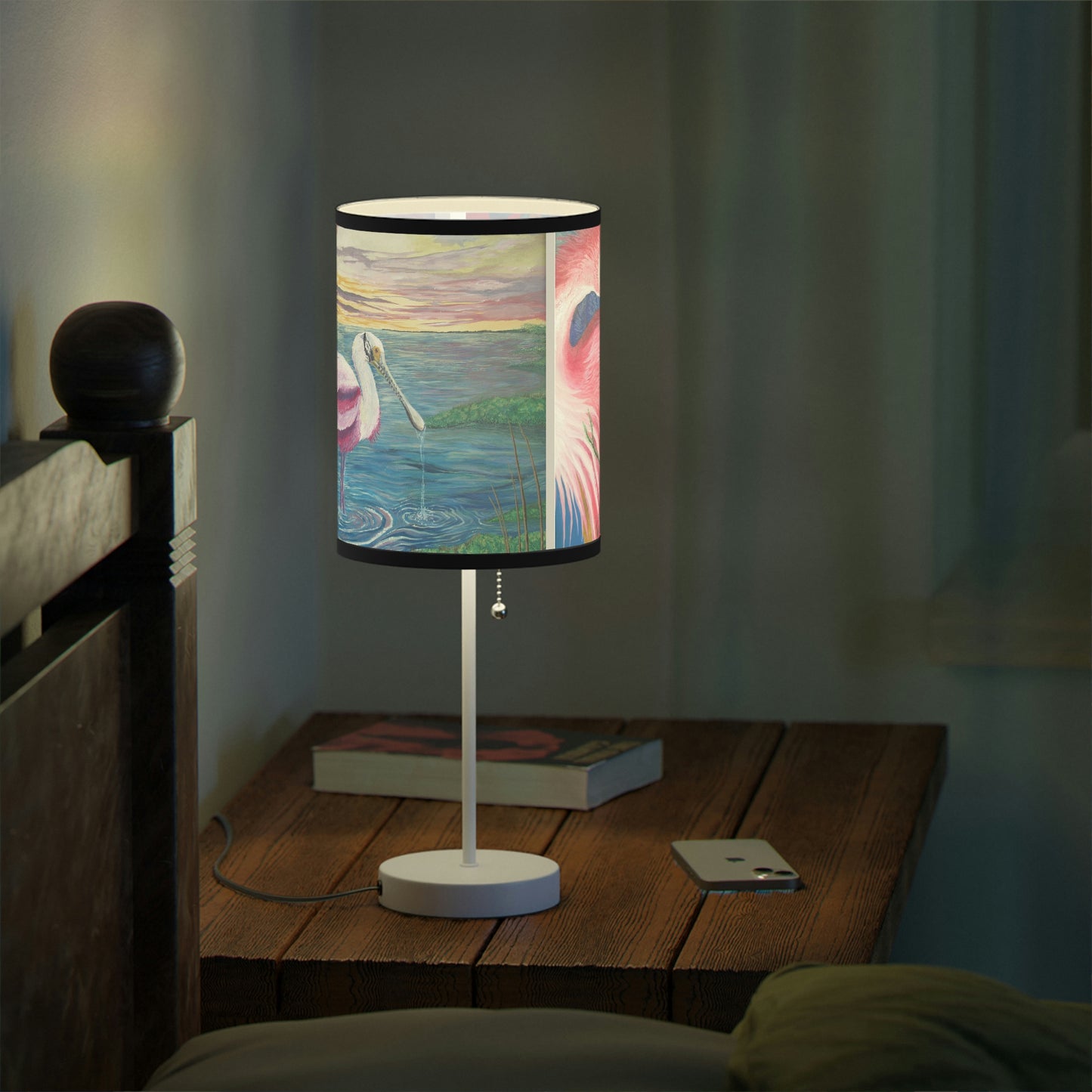 Roseate Spoonbill Art Lamp on a Stand, US|CA plug