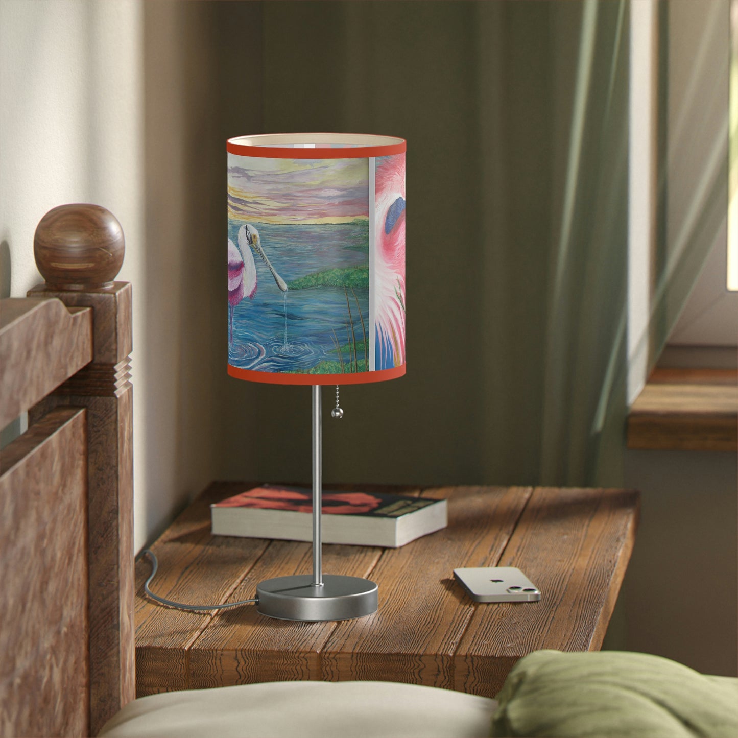 Roseate Spoonbill Art Lamp on a Stand, US|CA plug