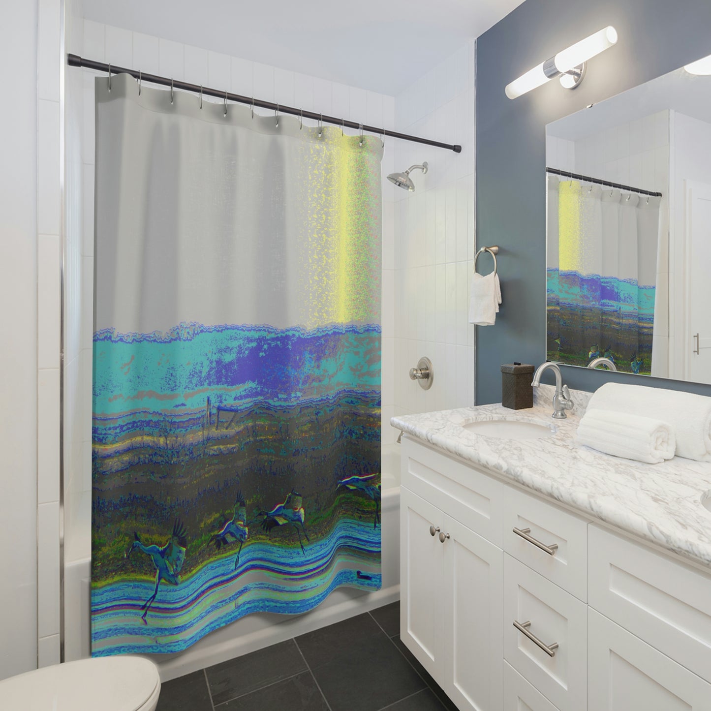 Whooping Cranes Landing in Port Aransas Wildlife Shower Curtains