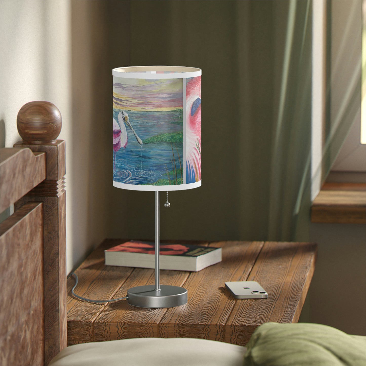 Roseate Spoonbill Art Lamp on a Stand, US|CA plug