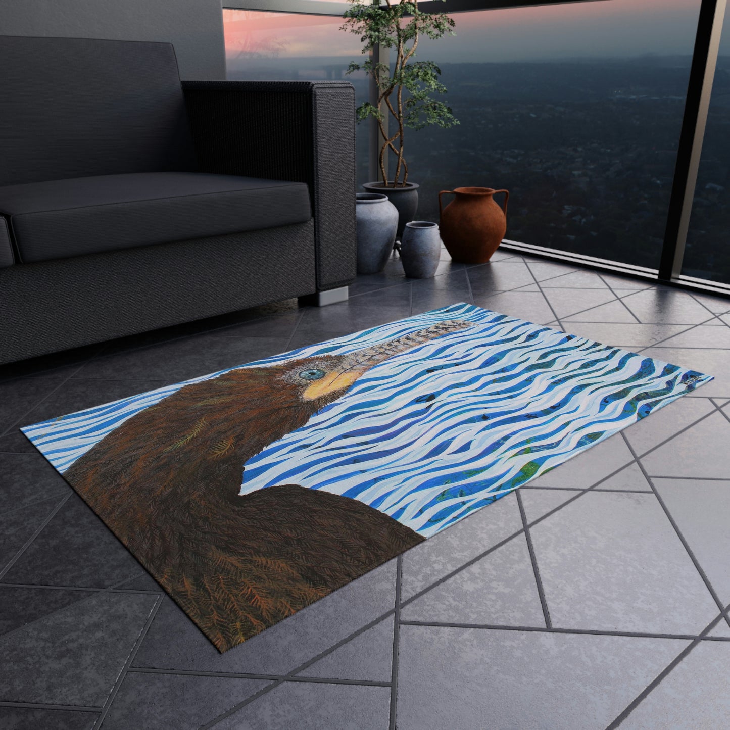 Cormorant in Paradise Port Aransas Wildlife Outdoor Rug