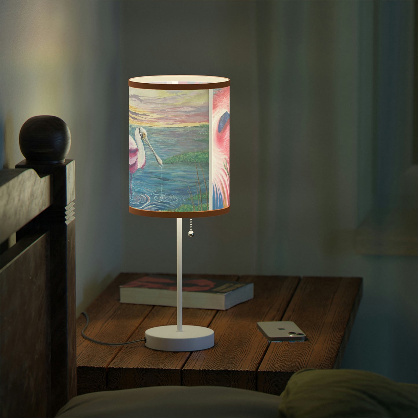 Roseate Spoonbill Art Lamp on a Stand, US|CA plug