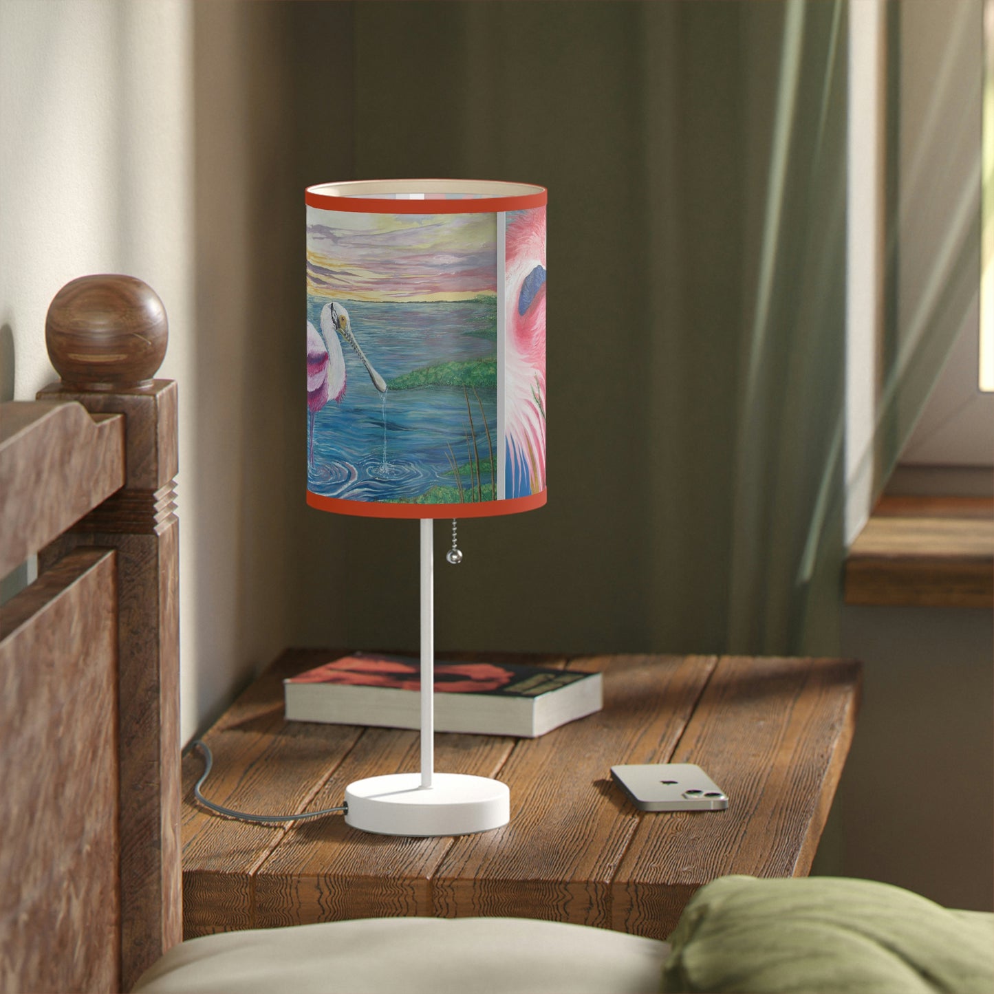 Roseate Spoonbill Art Lamp on a Stand, US|CA plug