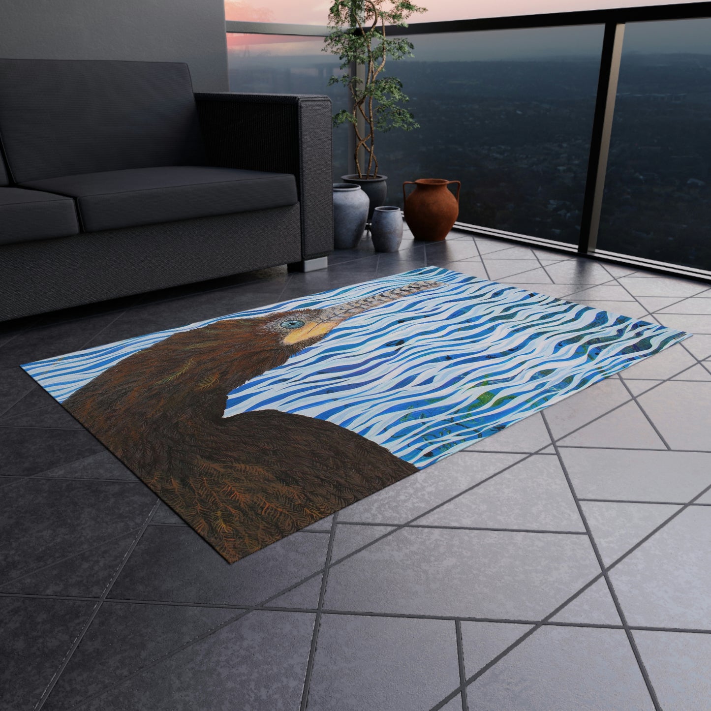 Cormorant in Paradise Port Aransas Wildlife Outdoor Rug