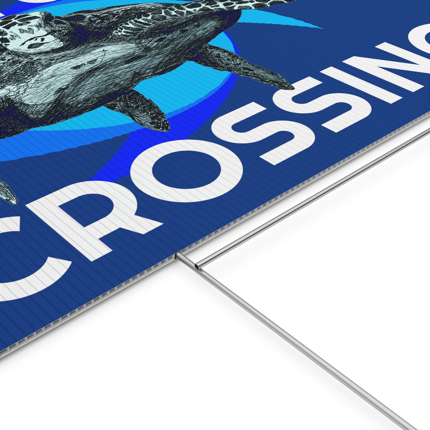 Sea Turtle Crossing Blue Plastic Yard Sign