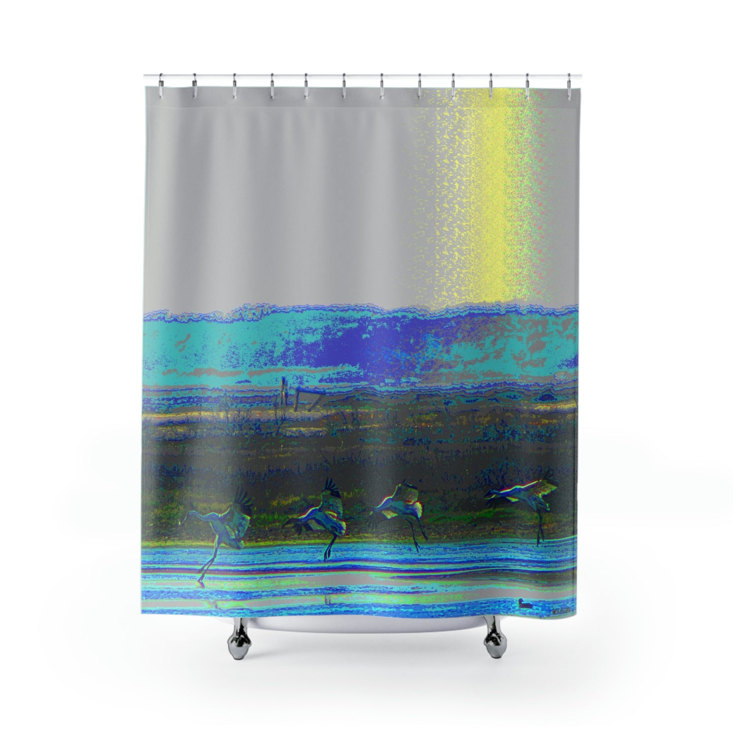 Whooping Cranes Landing in Port Aransas Wildlife Shower Curtains