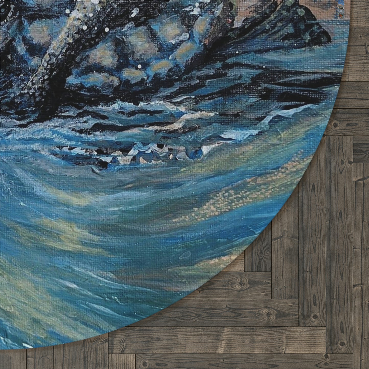 Sea Turtle's First Swim Port Aransas Wildlife Art Round Area Rug