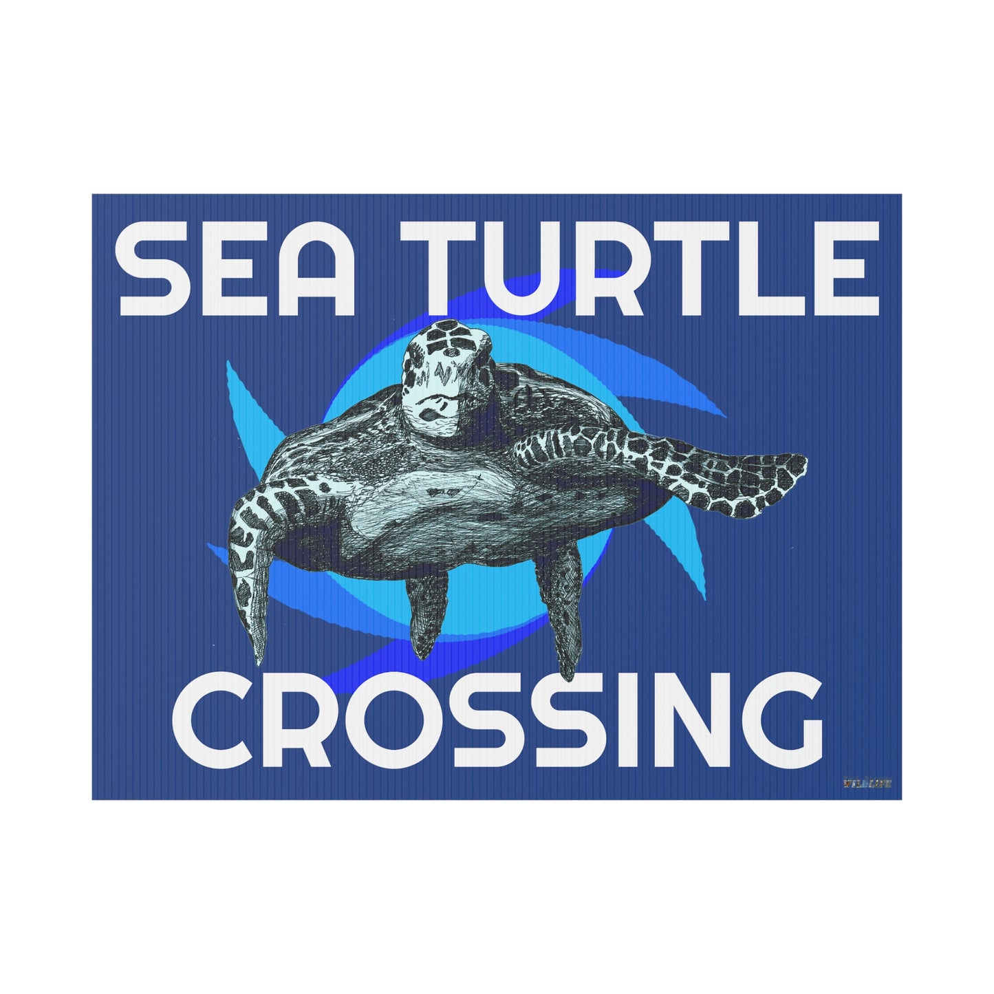 Sea Turtle Crossing Blue Plastic Yard Sign