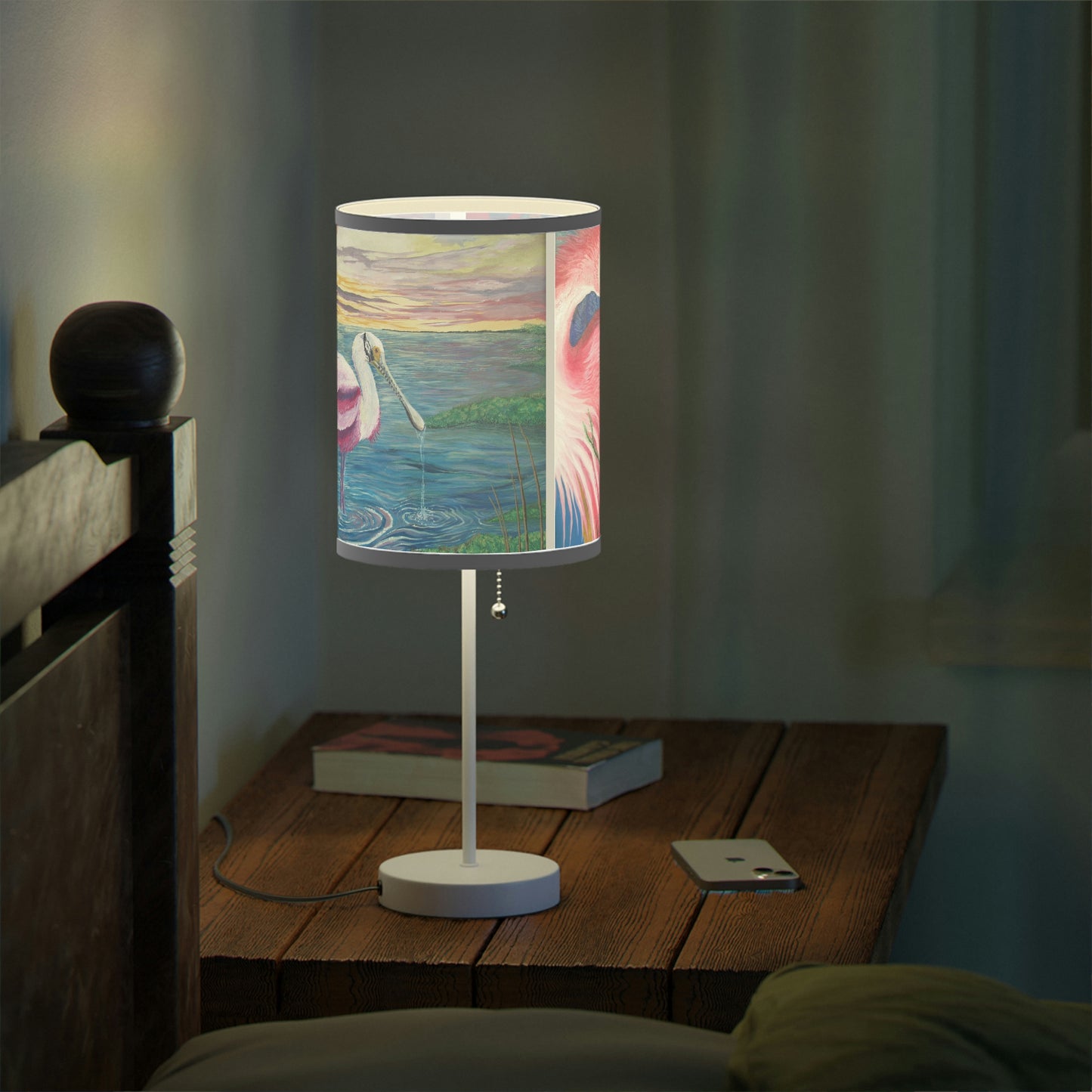 Roseate Spoonbill Art Lamp on a Stand, US|CA plug