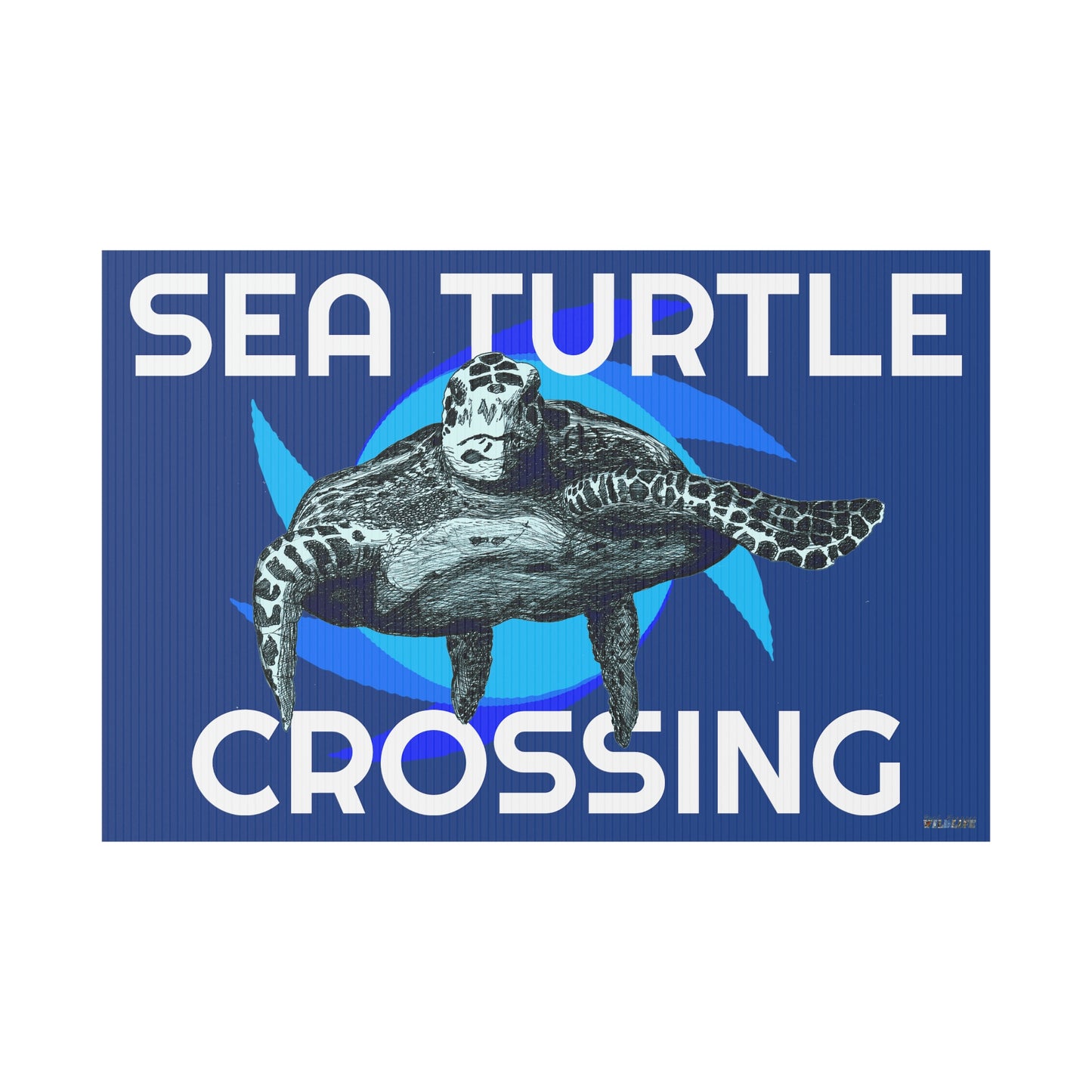 Sea Turtle Crossing Blue Plastic Yard Sign