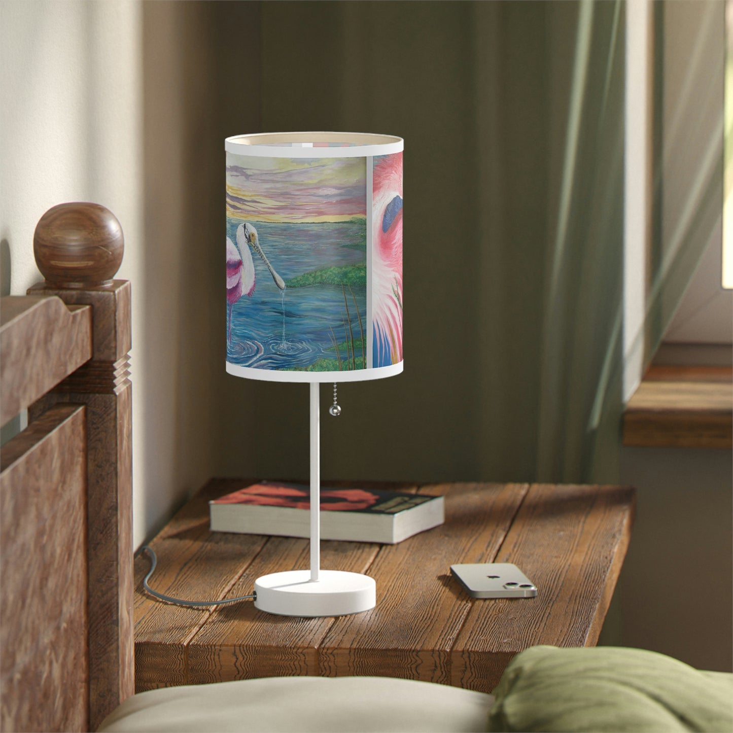 Roseate Spoonbill Art Lamp on a Stand, US|CA plug