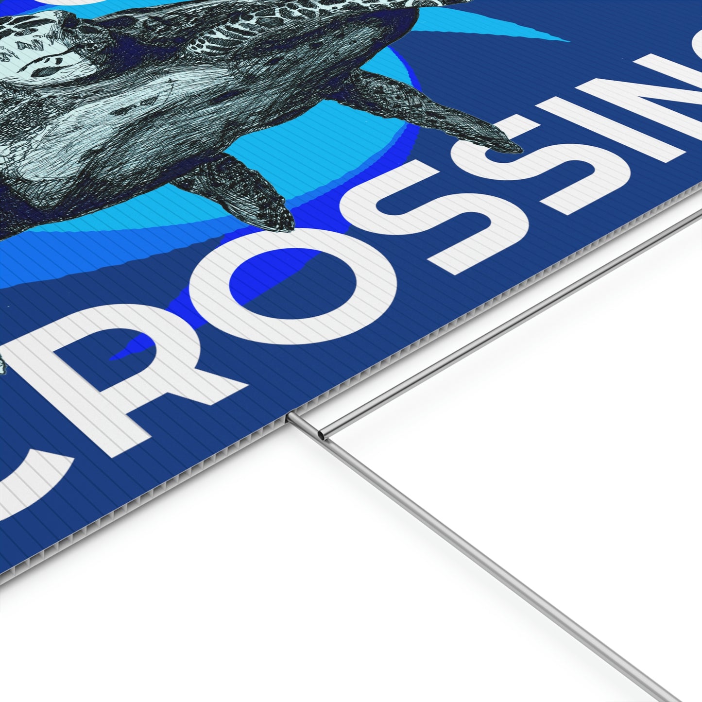 Sea Turtle Crossing Blue Plastic Yard Sign