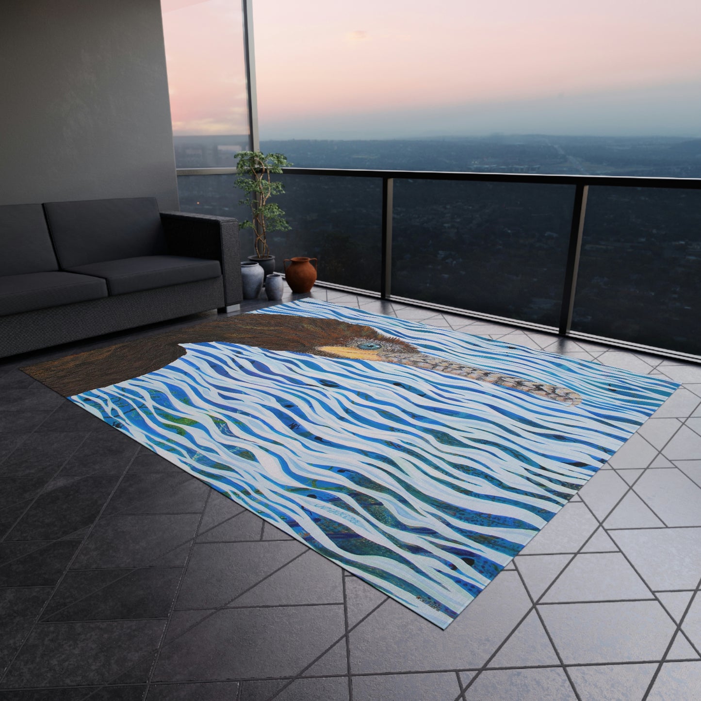 Cormorant in Paradise Port Aransas Wildlife Outdoor Rug