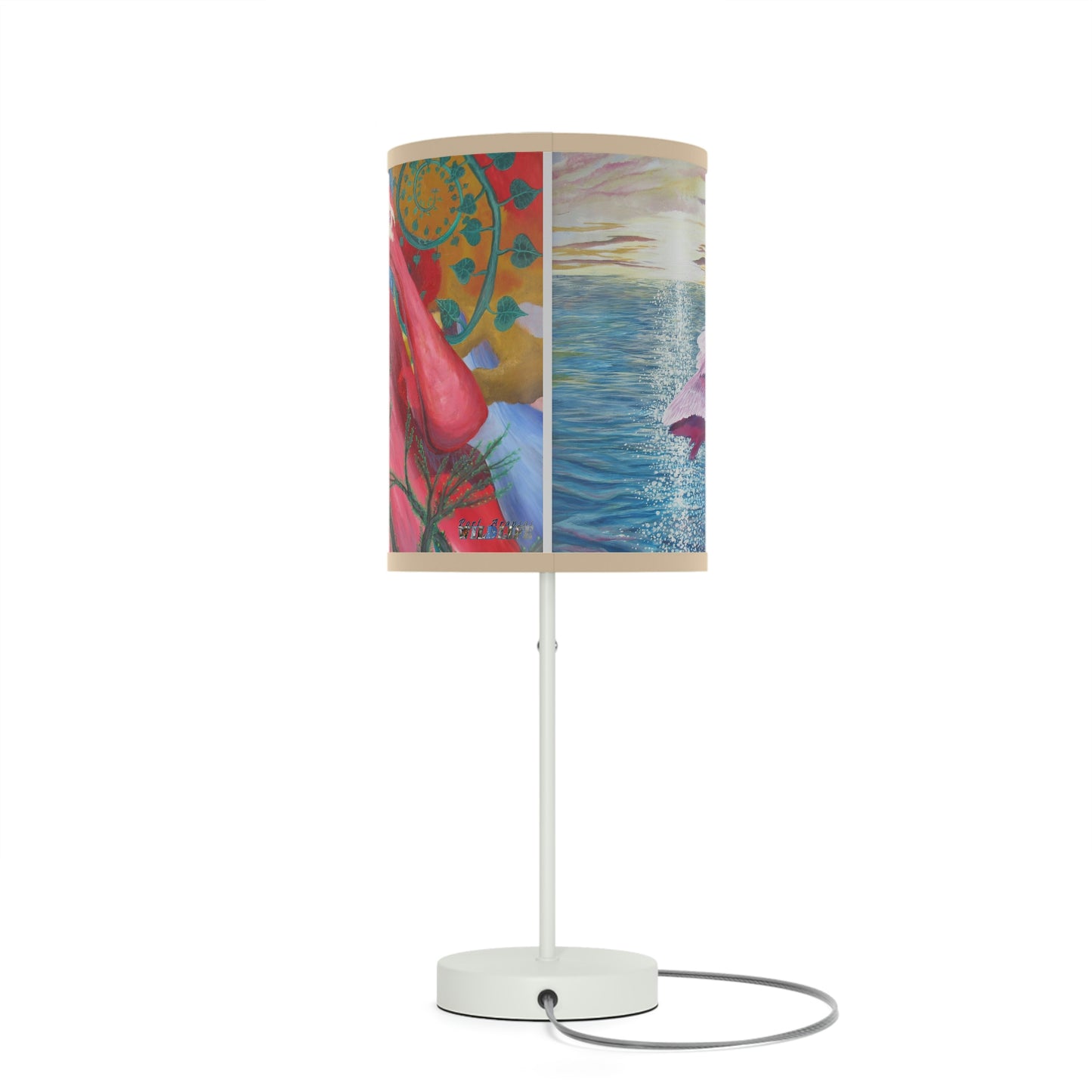 Roseate Spoonbill Art Lamp on a Stand, US|CA plug