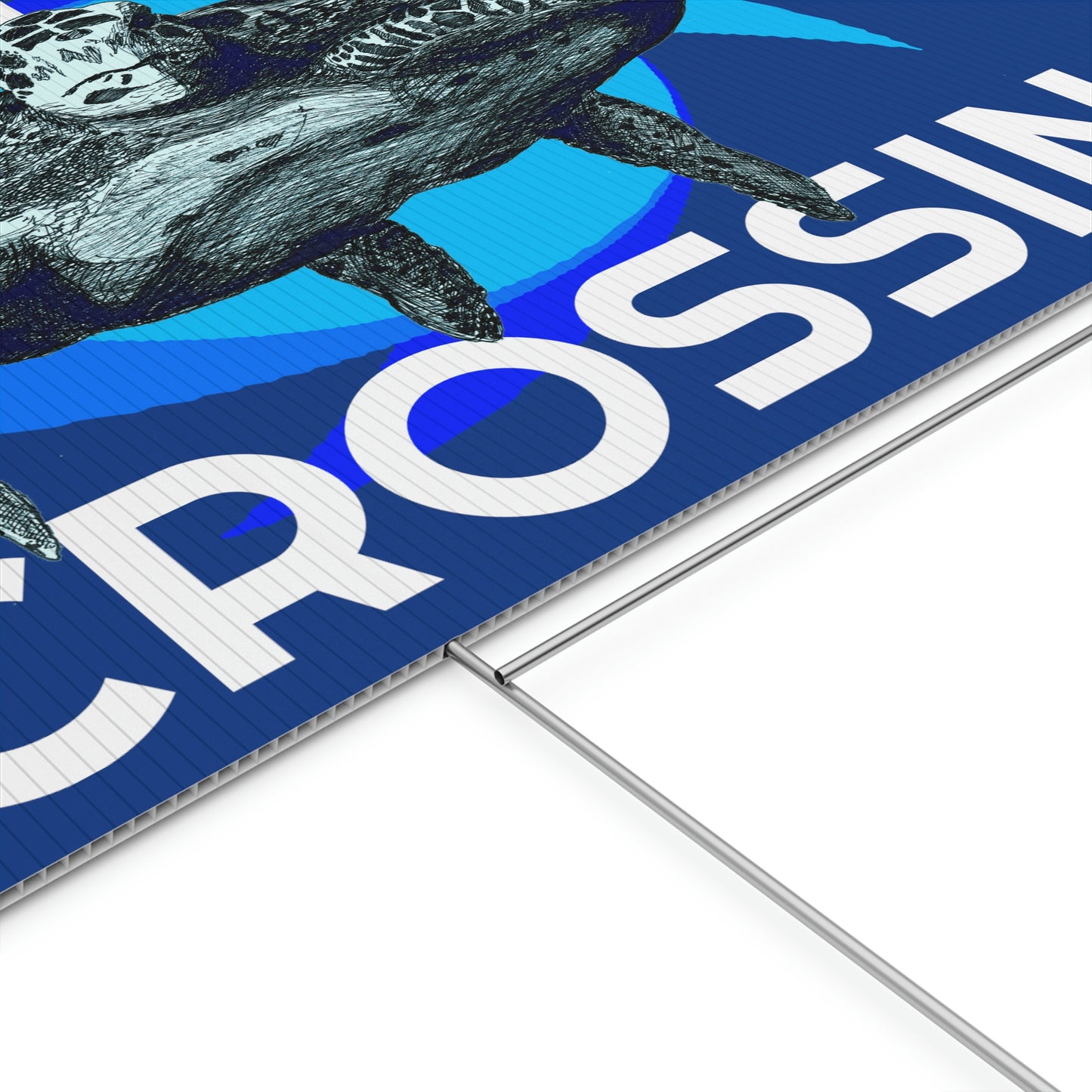 Sea Turtle Crossing Blue Plastic Yard Sign