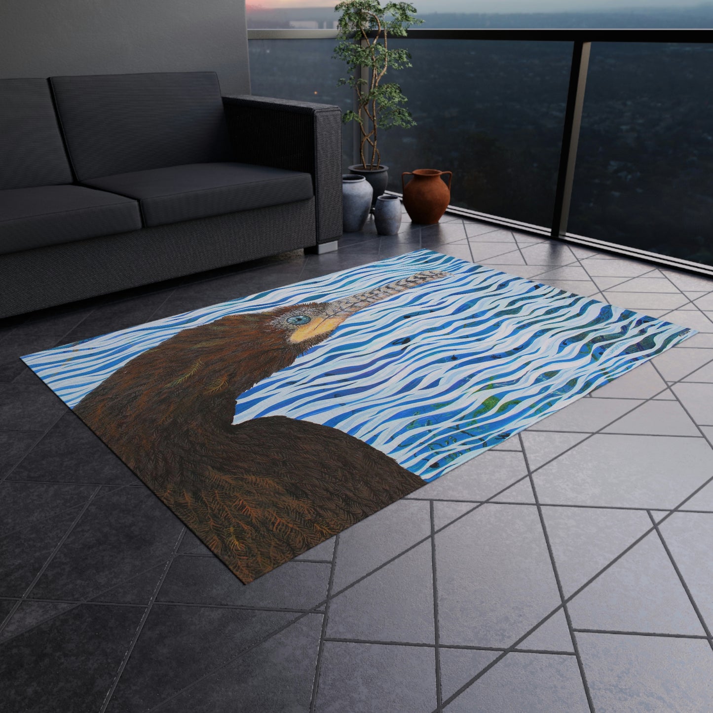 Cormorant in Paradise Port Aransas Wildlife Outdoor Rug